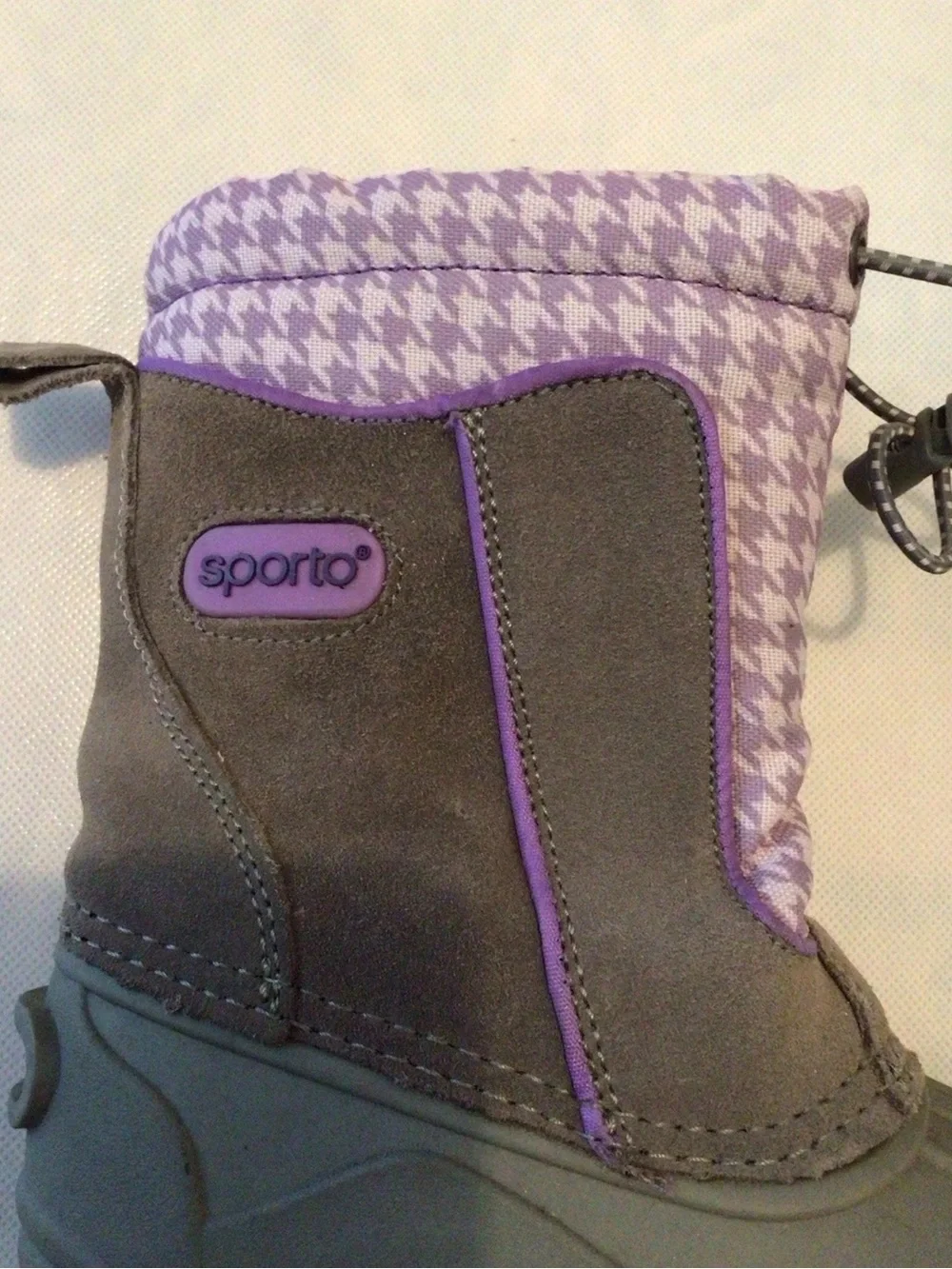Sporto Frost II-G Kids Size 11M Waterproof Snow Boots Gray Purple Houndstooth